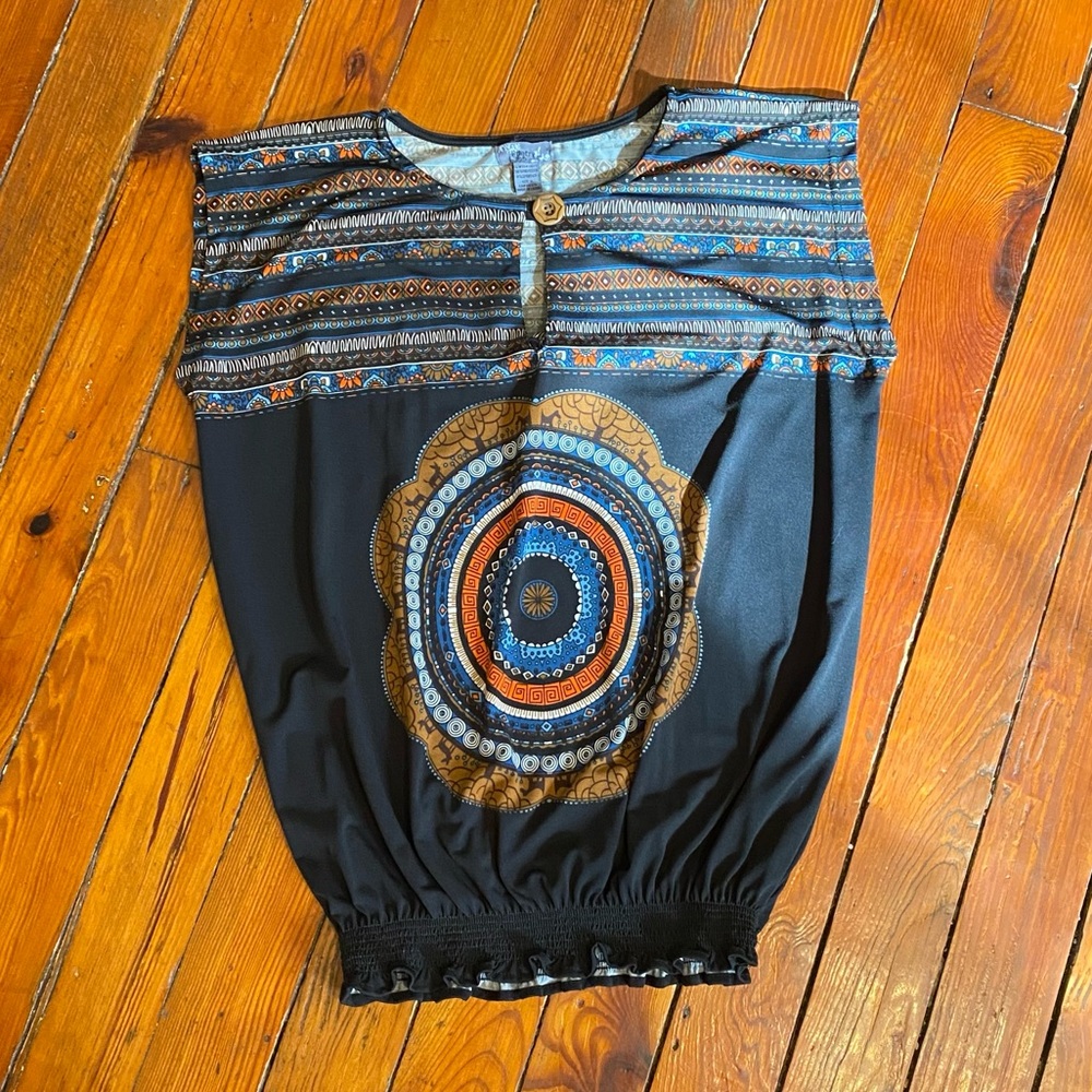 Poetry Boho Sleeveless Keyhole Top Size Medium